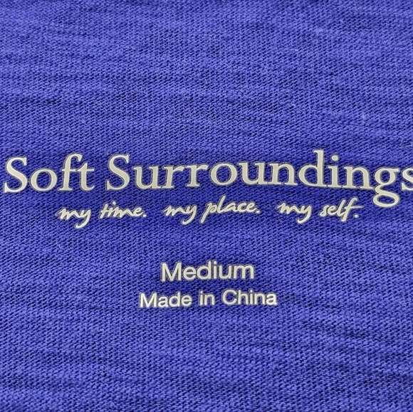 Women's M Soft Surroundings Danielle Button Top Sharkbite Blouse Shirt Purple - Picture 8 of 9